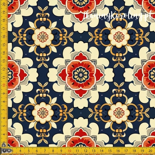 TKANINA WODOODPORNA OXFORD Wzory orientalne, Orientalny ogród na ciemnym tle