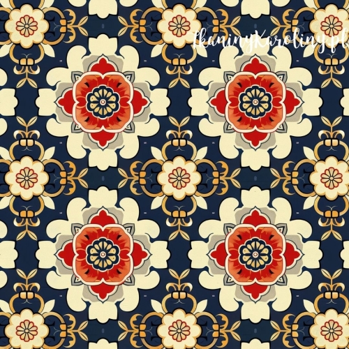 WELUR TAPICERSKI Wzory orientalne, Orientalny ogród na ciemnym tle