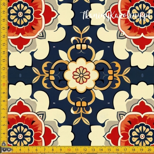 WELUR TAPICERSKI Wzory orientalne, Orientalny ogród na ciemnym tle