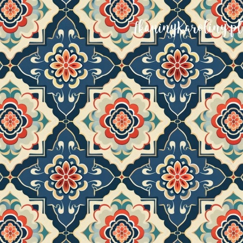 WELUR TAPICERSKI Wzory orientalne, Turkusowa Mozaika