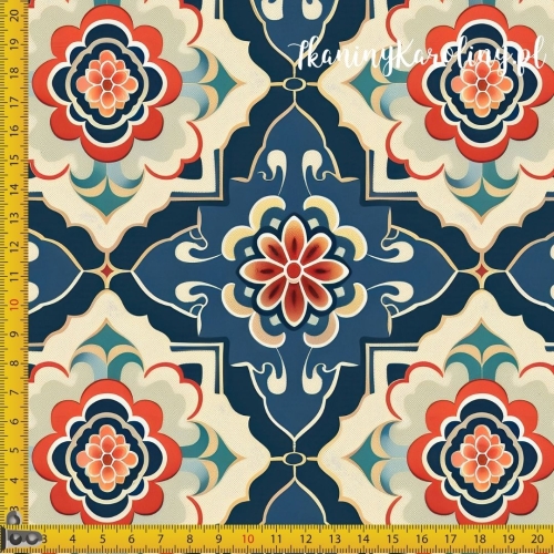 WELUR TAPICERSKI Wzory orientalne, Turkusowa Mozaika