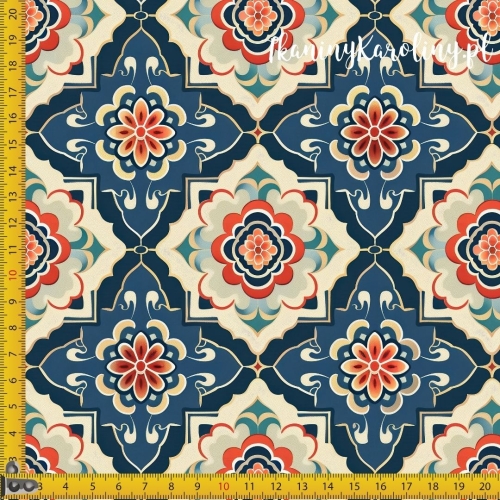 TKANINA WODOODPORNA OXFORD Wzory orientalne, Turkusowa Mozaika