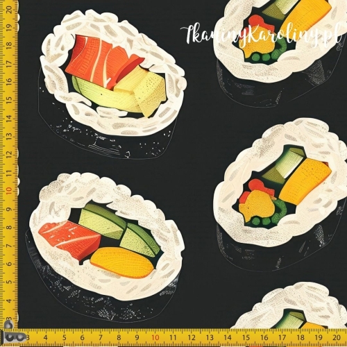 WELUR TAPICERSKI Wzory orientalne, Sushi na ciemnym tle