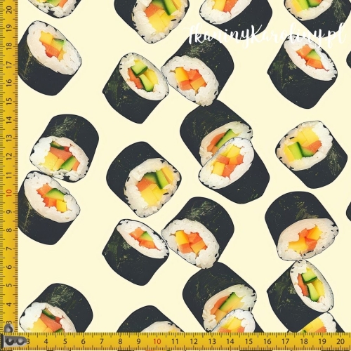 TKANINA WODOODPORNA OXFORD Wzory orientalne, Sushi na jasnym tle