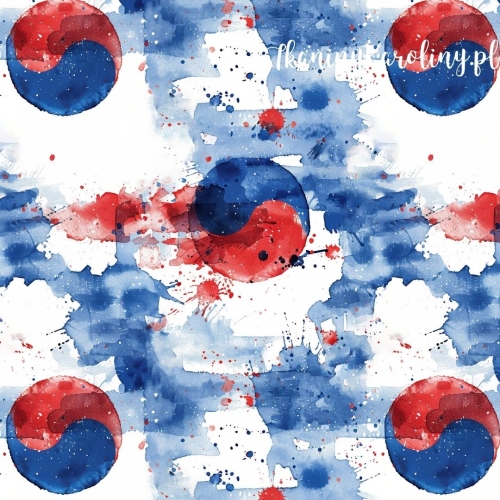 WELUR TAPICERSKI Wzory orientalne - Yin i Yang akwarela