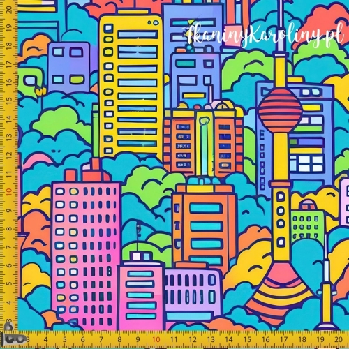 WELUR TAPICERSKI Kolorowe miasto