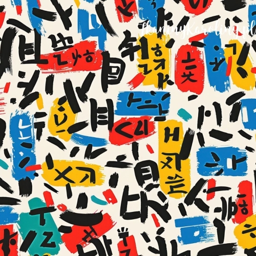 WELUR TAPICERSKI Wzory orientalne, czarne napisy na kolorowych plamach [6-8]