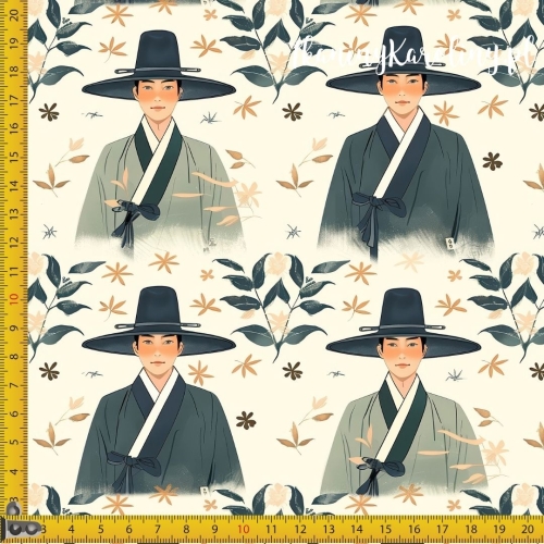 SOFTSHELL WODOODPORNY Wzory orientalne, Mężczyźni w koreańskich kapeluszach "gat"