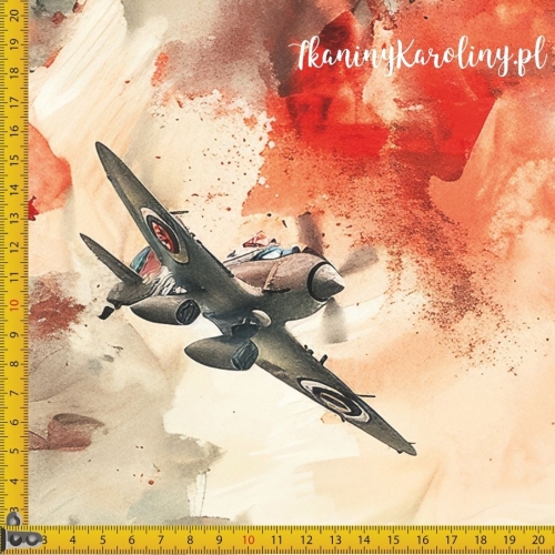 WELUR TAPICERSKI Wojskowy - samoloty na obrazie olejnym