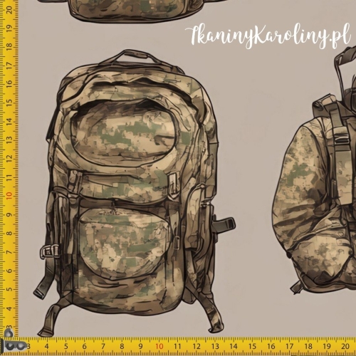 WELUR TAPICERSKI Wojskowy - ekwipunek na ciemnym beżu