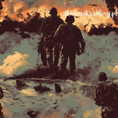 SOFTSHELL WODOODPORNY Wojskowy - żołnierze na obrazie olejnym, okręty