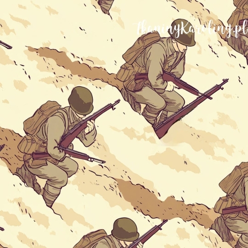 TKANINA WODOODPORNA OXFORD Wojskowy - żołnierze z karabinami siedzący na pustyni