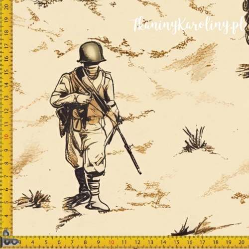 WELUR TAPICERSKI Wojskowy - żołnierze z karabinami maszerujący po pustyni