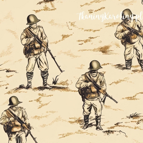 TKANINA WODOODPORNA OXFORD Wojskowy - żołnierze z karabinami maszerujący po pustyni
