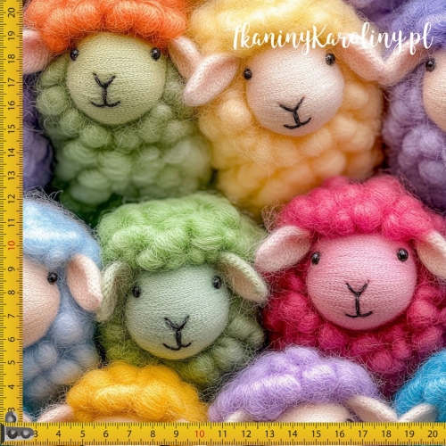 SOFTSHELL WODOODPORNY Włóczkowe owieczki - ekipa zielonej owcy z pomarańczową grzywką