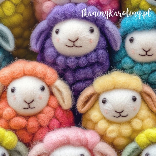 SOFTSHELL WODOODPORNY Włóczkowe owieczki - intensywnie kolorowe, uśmiechnięte z rumieńcami