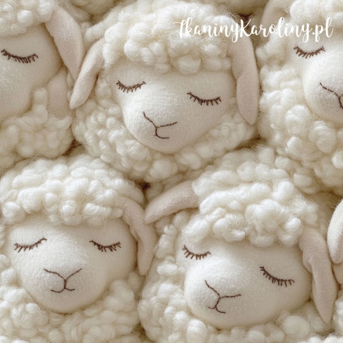 SOFTSHELL WODOODPORNY Włóczkowe owieczki - śpiące, krem/beż