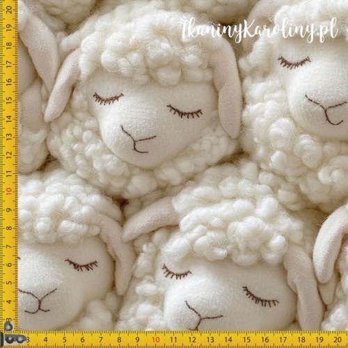 SOFTSHELL WODOODPORNY Włóczkowe owieczki - śpiące, krem/beż