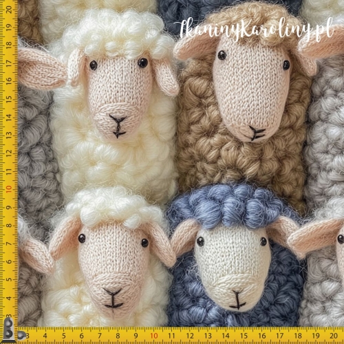 SOFTSHELL WODOODPORNY Włóczkowe owieczki (smuklejsze) - szare, kremowe i jasnobrązowe