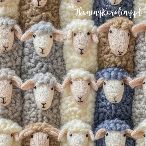 WELUR TAPICERSKI Włóczkowe owieczki (smuklejsze) - szare, kremowe i jasnobrązowe