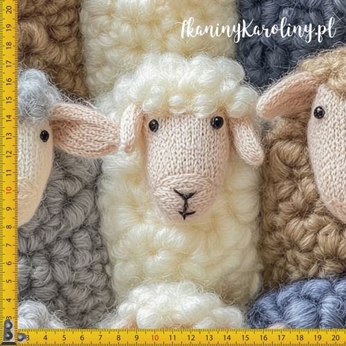 WELUR TAPICERSKI Włóczkowe owieczki (smuklejsze) - szare, kremowe i jasnobrązowe