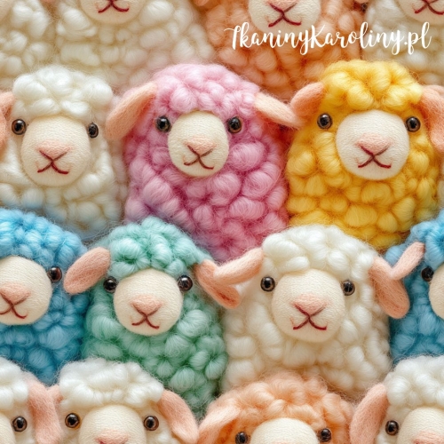 SOFTSHELL WODOODPORNY Włóczkowe owieczki - wielokolorowe z brązowymi oczami