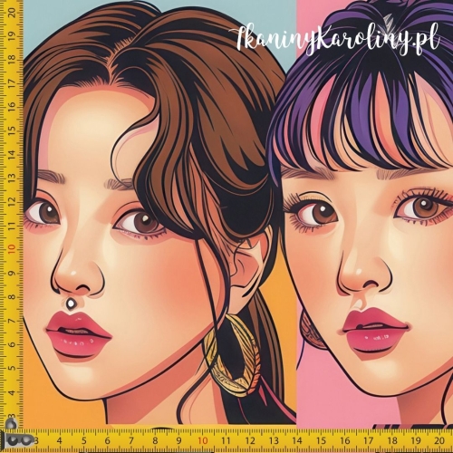 WELUR TAPICERSKI K-POP Dziewczyny na różnych kolorowych tłach w rzędach