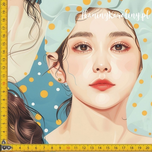 WELUR TAPICERSKI K-POP Dziewczyny w czepkach w kropki