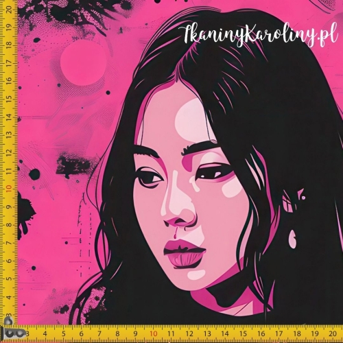 WELUR TAPICERSKI K-POP Dziewczyny na różowo-czarnym tle z efektem splash