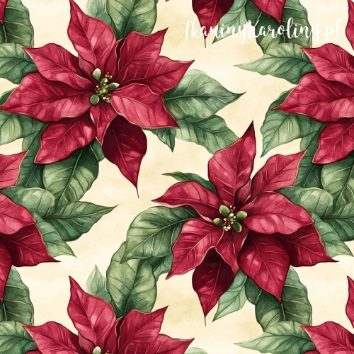 WELUR TAPICERSKI Wzory świąteczne - Gwiazda Betlejemska na jasnym, beżowym tle