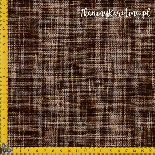 TKANINA WODOODPORNA OXFORD Wzory świąteczne, imitacja juty - ciemny brąz