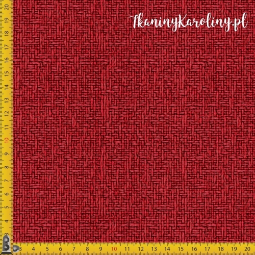 WELUR TAPICERSKI Wzory świąteczne, imitacja juty - czerwień