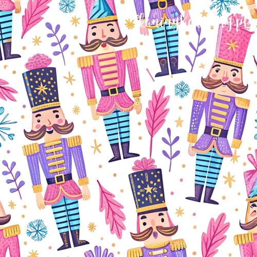 WELUR TAPICERSKI Wzory świąteczne, pastelowe - dziadek do orzechów