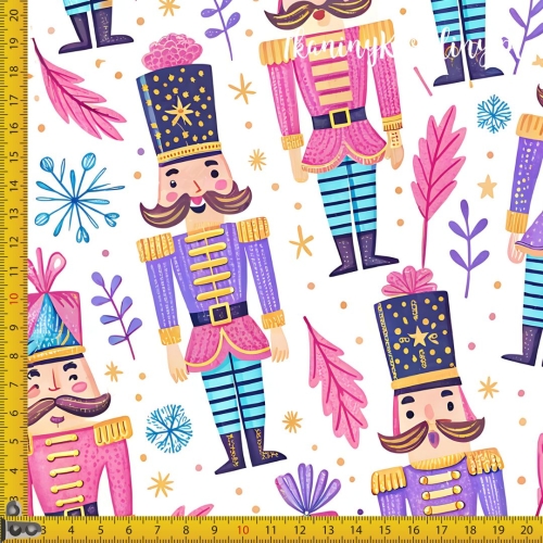 WELUR TAPICERSKI Wzory świąteczne, pastelowe - dziadek do orzechów