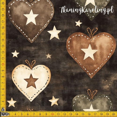 SOFTSHELL WODOODPORNY Wzory świąteczne - serca w gwiazdach na ciemnym tle