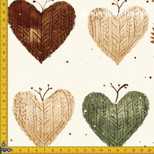 SOFTSHELL WODOODPORNY Wzory świąteczne - serca, jak zrobione na drutach, jasne tło