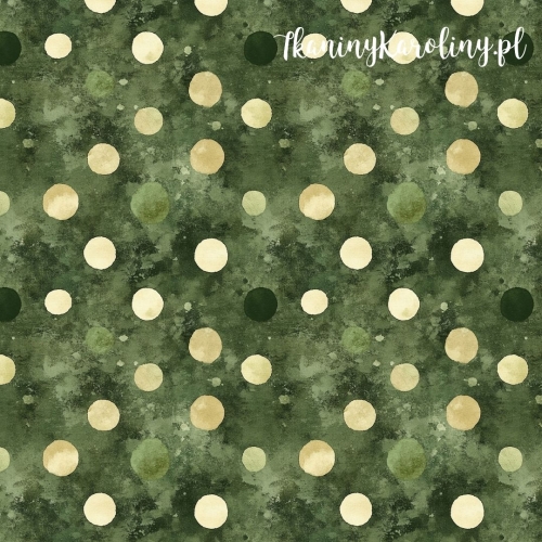 SOFTSHELL WODOODPORNY Wzory świąteczne - kropki mniejsze na zielonym tle