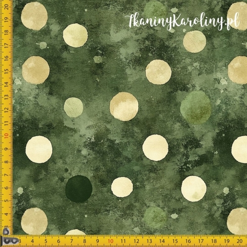 SOFTSHELL WODOODPORNY Wzory świąteczne - kropki mniejsze na zielonym tle