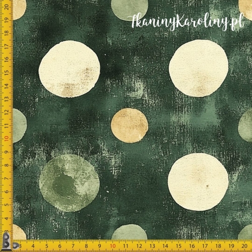 WELUR TAPICERSKI Wzory świąteczne - kropki większe na zielonym tle