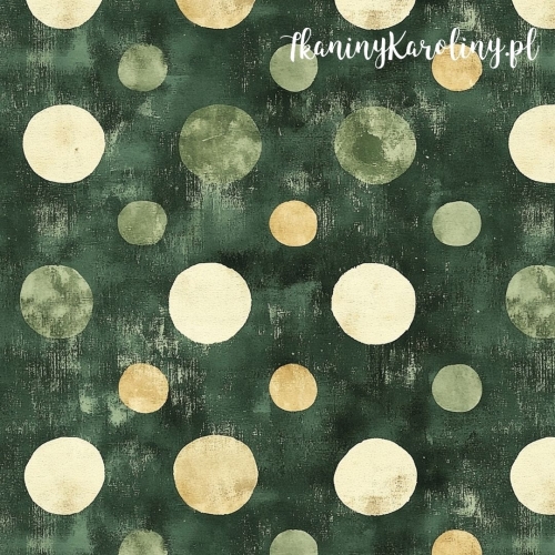 SOFTSHELL WODOODPORNY Wzory świąteczne - kropki większe na zielonym tle