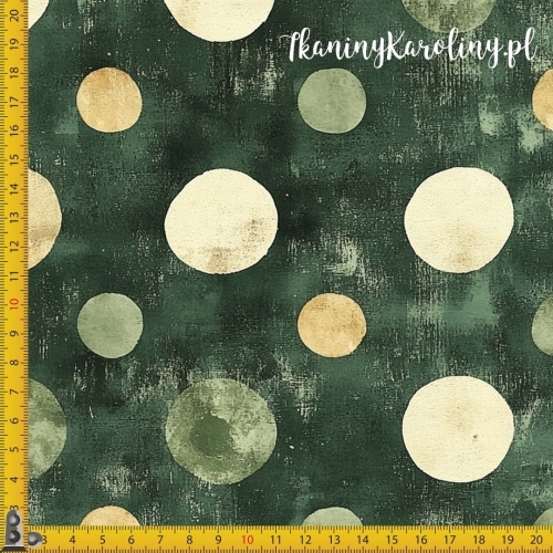 SOFTSHELL WODOODPORNY Wzory świąteczne - kropki większe na zielonym tle