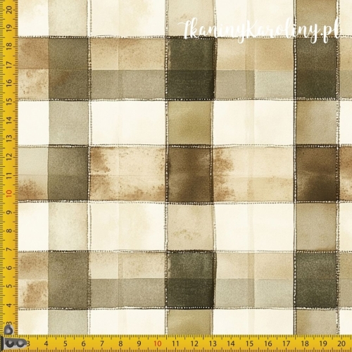 WELUR TAPICERSKI TKANINA WODOODPORNA OXFORD Wzory świąteczne - beżowobrązowa krata