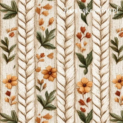 SOFTSHELL WODOODPORNY Wzory świąteczne - tkane warkocze i kwiaty