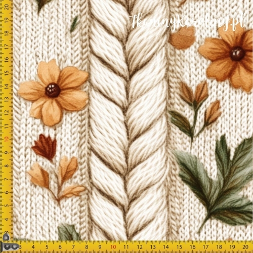 SOFTSHELL WODOODPORNY Wzory świąteczne - tkane warkocze i kwiaty