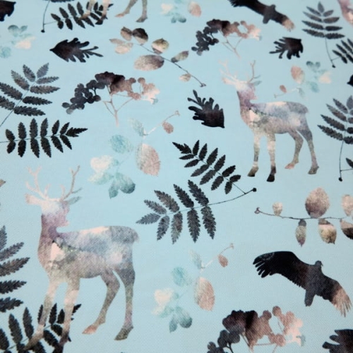 TKANINA WODOODPORNA Małe jelenie na błękicie [6]