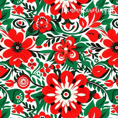 SOFTSHELL WODOODPORNY Halloween, Día de los Muertos - czerwone kwiaty, gęste zielone liście na jasnym tle