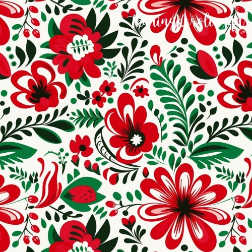 SOFTSHELL WODOODPORNY Halloween, Día de los Muertos - czerwone kwiaty, zielone liście na białym tle