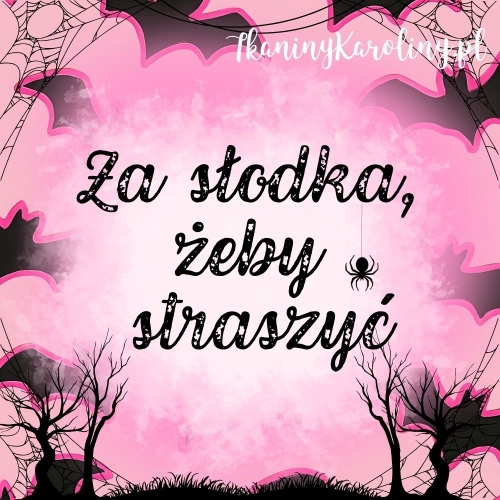 Panel welurowy, Neon Halloween - nietoperze na różu (napis) 50x50cm [6-8]