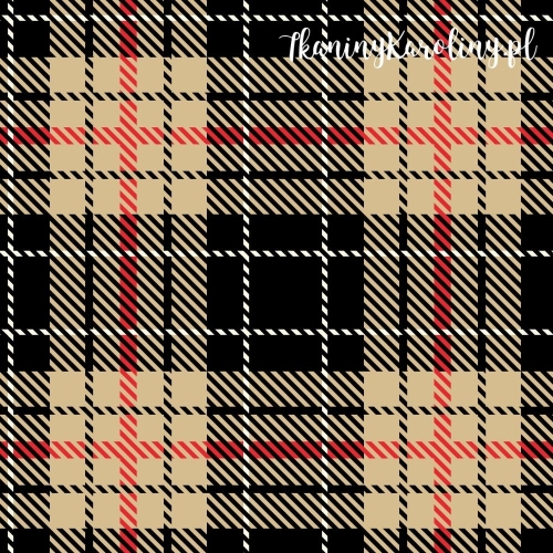 TKANINA WODOODPORNA OXFORD Krata szkocka - beż, czerń, czerwień, biel (większy wzór)