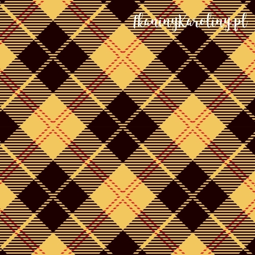 TKANINA WODOODPORNA OXFORD Krata szkocka, tartan - czarno-żółte romby na żółtym tle [6-8] 